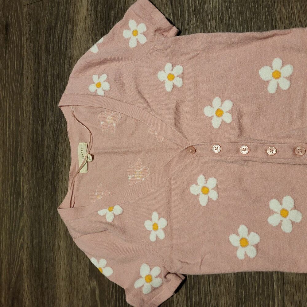 L.A. Hearts Floral Short Sleeved Button Up Cardigan Sweater Womens Size XS - Picture 5 of 6